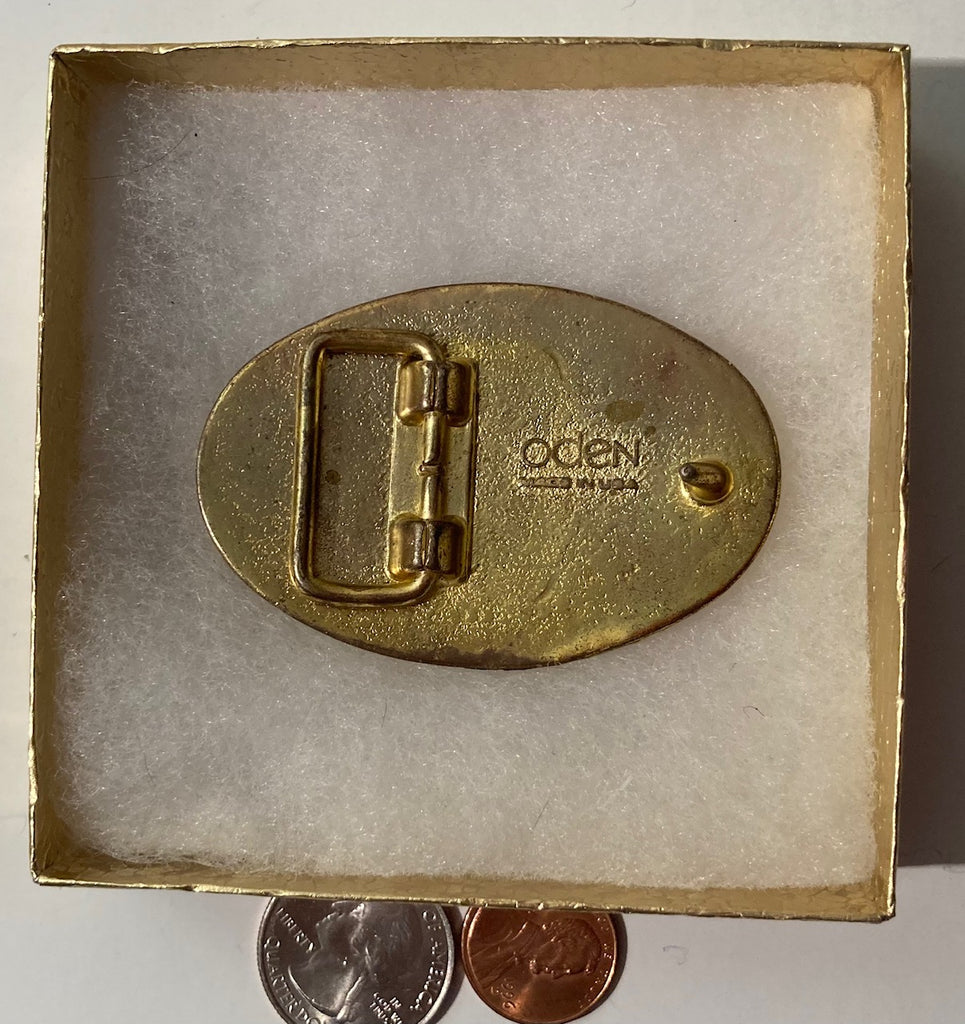 Vintage Metal Belt Buckle, Brass, Cathy, Nice Western Style Design, 2 1/2" x 1 1/2", Heavy Duty, Quality, Thick Metal, Made in USA, For Belts, Fashion, Shelf Display, Western Wear, Southwest, Country, Fun, Nice