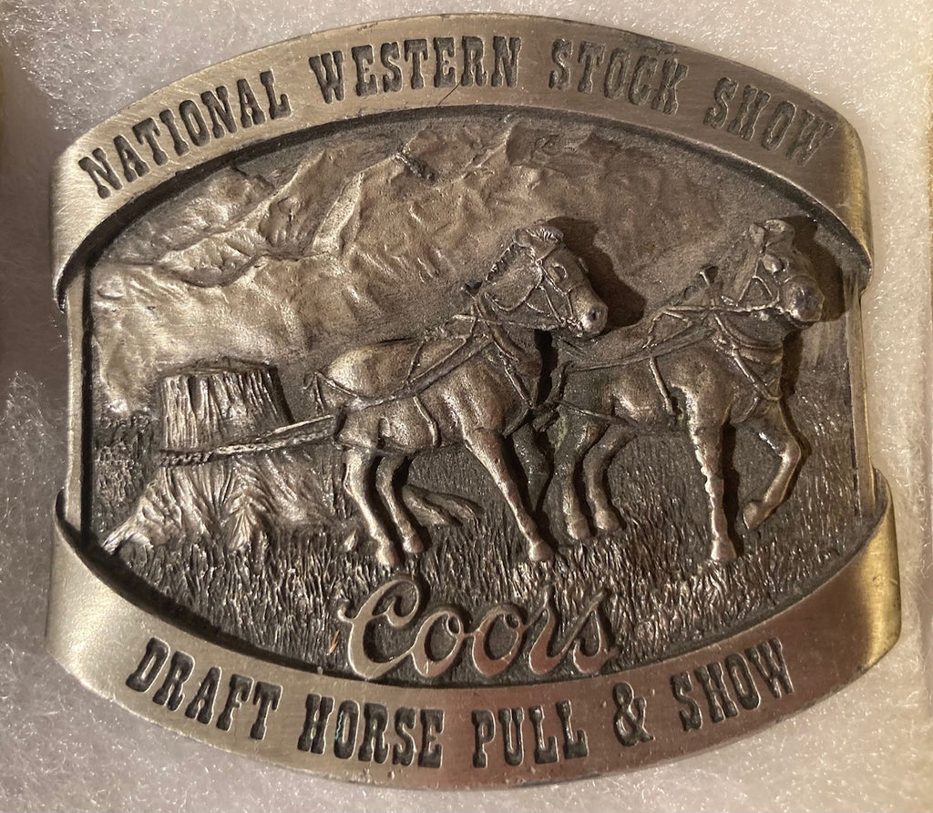 Vintage Metal Belt Buckle, Coors Beer, National Western Stock Show,