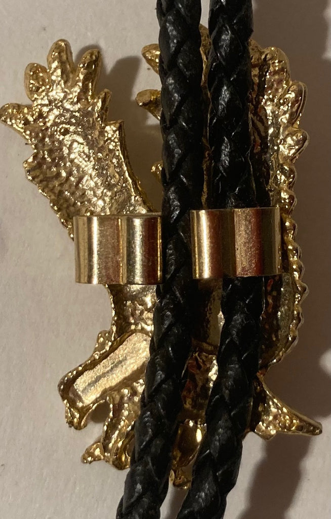 Vintage Metal Bolo Tie, Brass, Eagle, Nice Western Design, 1 3/4" x 1 1/4", Quality, Heavy Duty, Made in USA, Country & Western, Cowboy, Western Wear, Horse, Apparel, Accessory, Tie, Nice Quality Fashion,