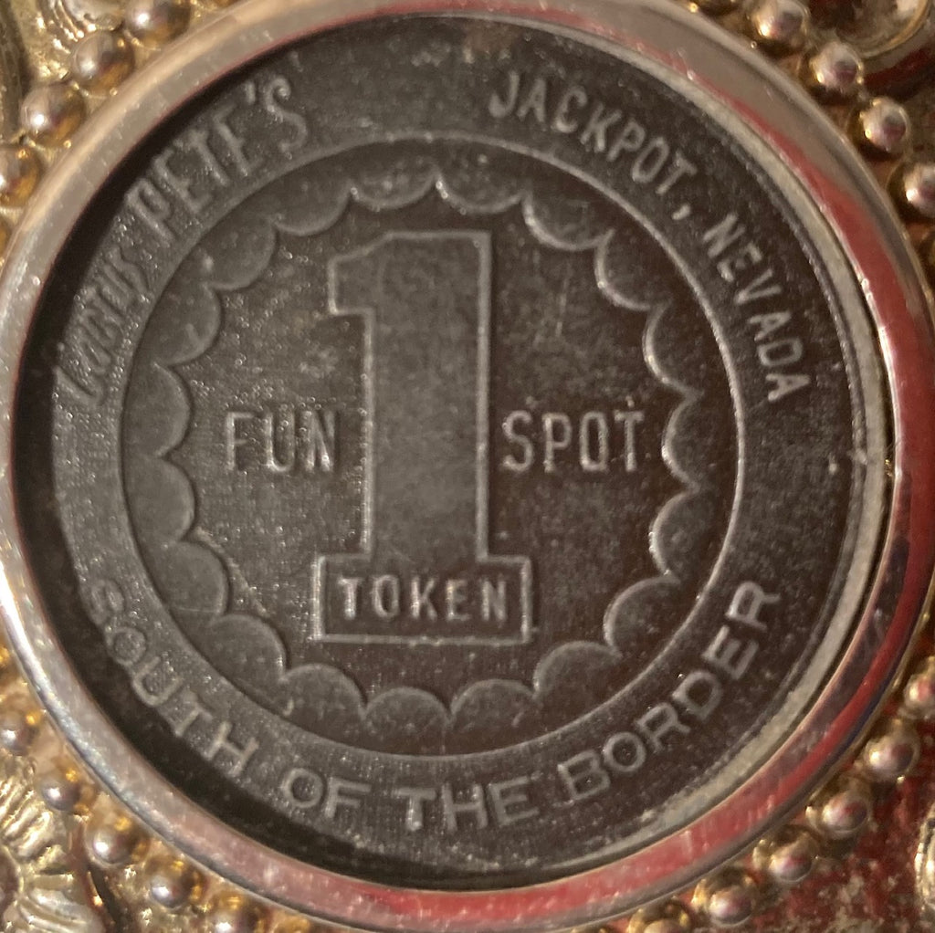 Vintage Metal Belt Buckle, Cactus Pete's, South of the Border,