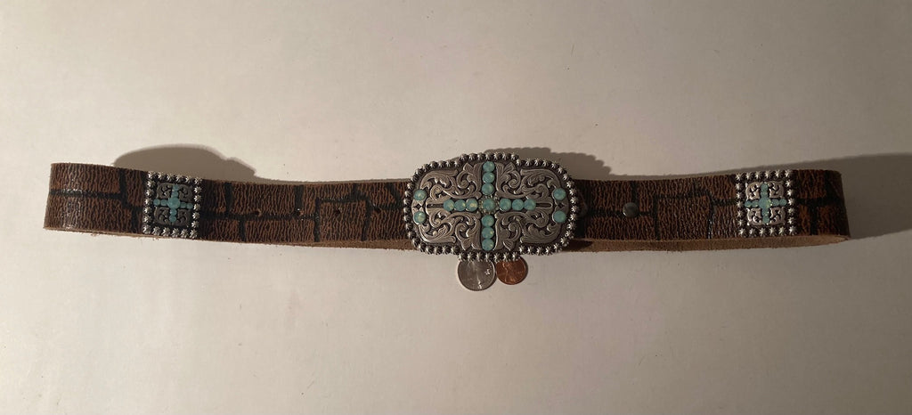 Vintage Leather Heavy Duty Belt, Ariat, Brown Hand Finished Leather, Conchoes and Jewels, Hand Tooled, Size 36 to 40, Country and Western, Made in USA, Western Attire, Hand Tooled, Nice Heavy Duty Quality Feel,