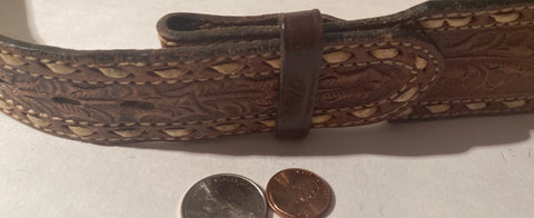 Vintage Leather Heavy Duty Belt, Black, Hand Finished Saddle Leather, Hand Tooled, Size 40 to 44, Country and Western, Western Attire, Hand Tooled, Nice Heavy Duty Quality Feel,