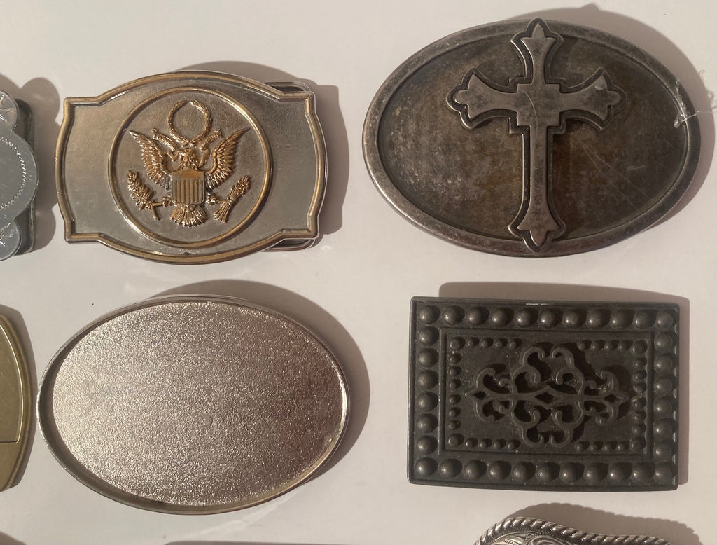 Vintage Lot of 12 Nice Style Belt Buckles, Cowboy, Rodeo, Country & Western, Art, Resell, Made in USA,