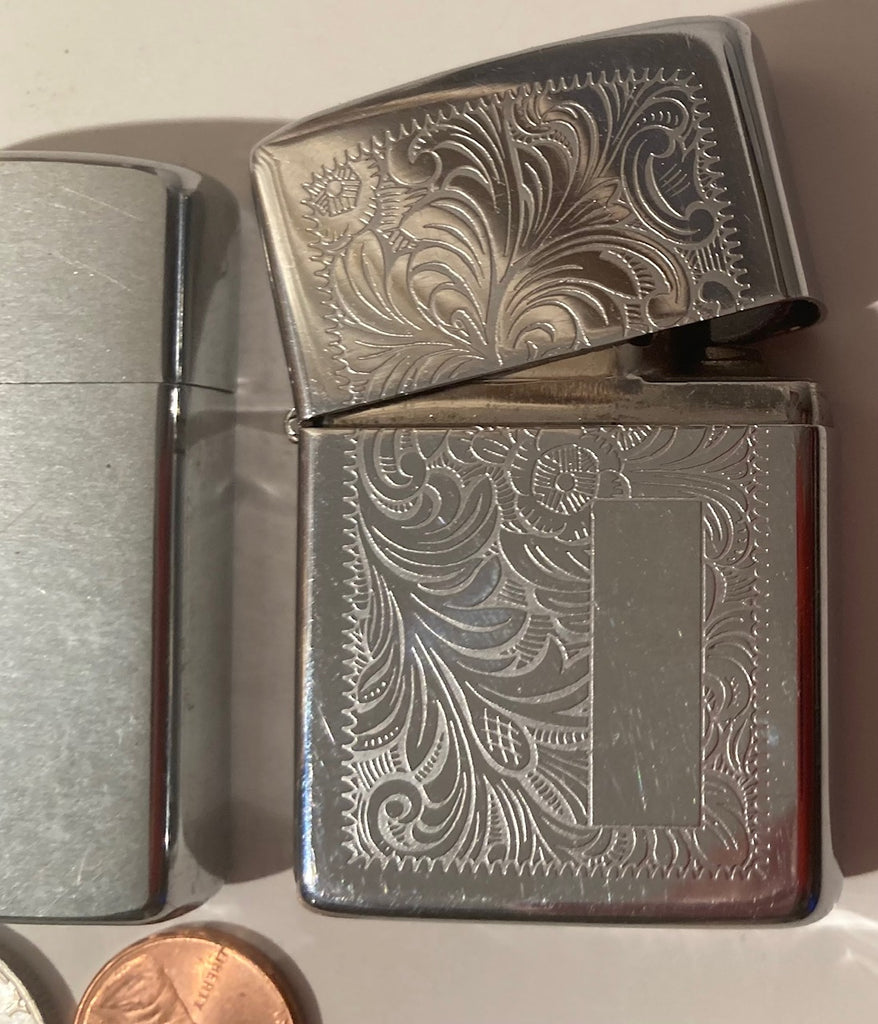 3 Metal Zippo Lighters, Sun and Moon, Embossed, Zippo, Made in USA