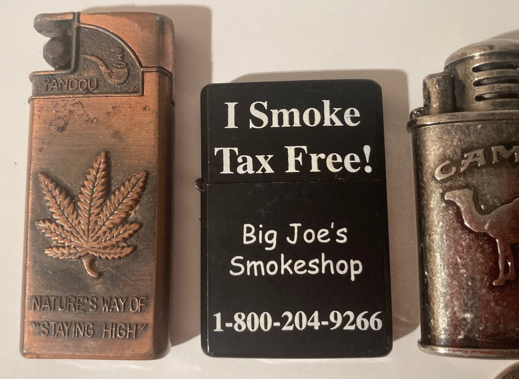 Lot of 7 Vintage Metal Lighters, Cigarettes, More, Pot Leaf, Phone