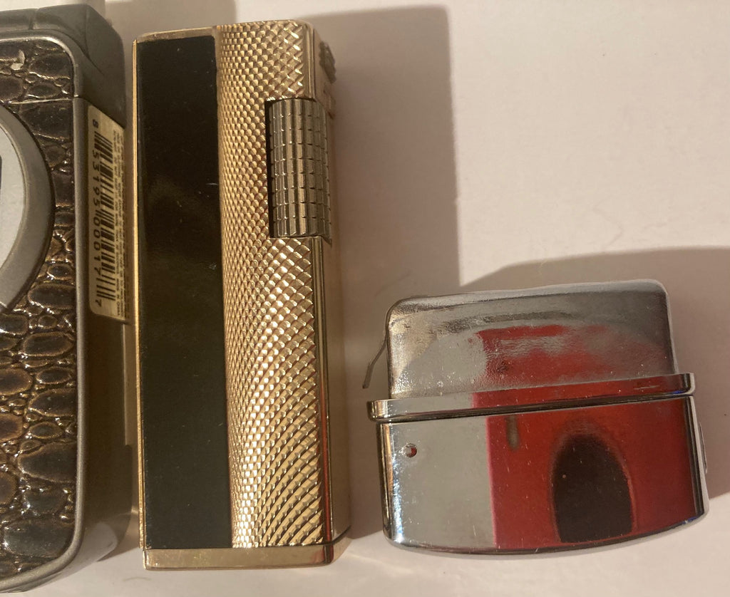 Lot of 7 Vintage Metal Lighters, Cigarettes, More, Pot Leaf, Phone