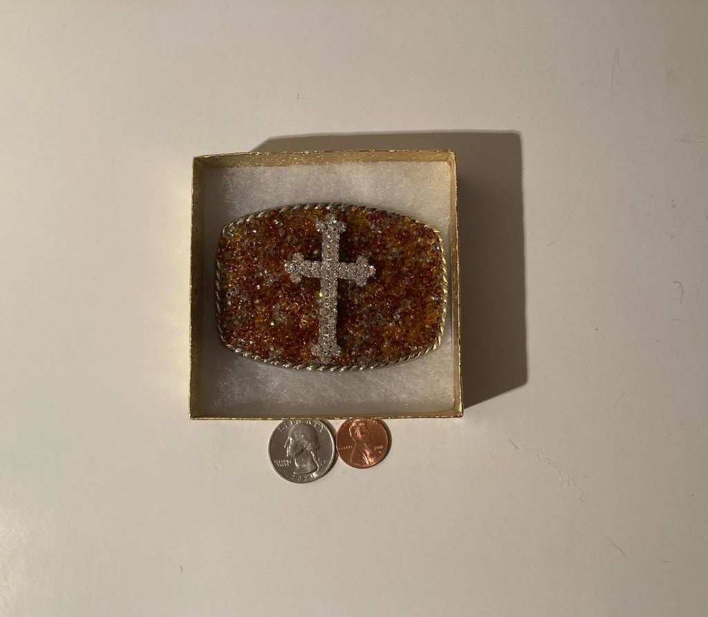 Vintage Metal Belt Buckle, Cross, Crucifix, Gothic, Quality, Nice Western Design, 3 1/4" x 2 1/2", Heavy Duty, Quality, Thick Metal, Made in USA, For Belts, Fashion, Shelf Display, Western Wear, Southwest, Country, Fun, Nice,
