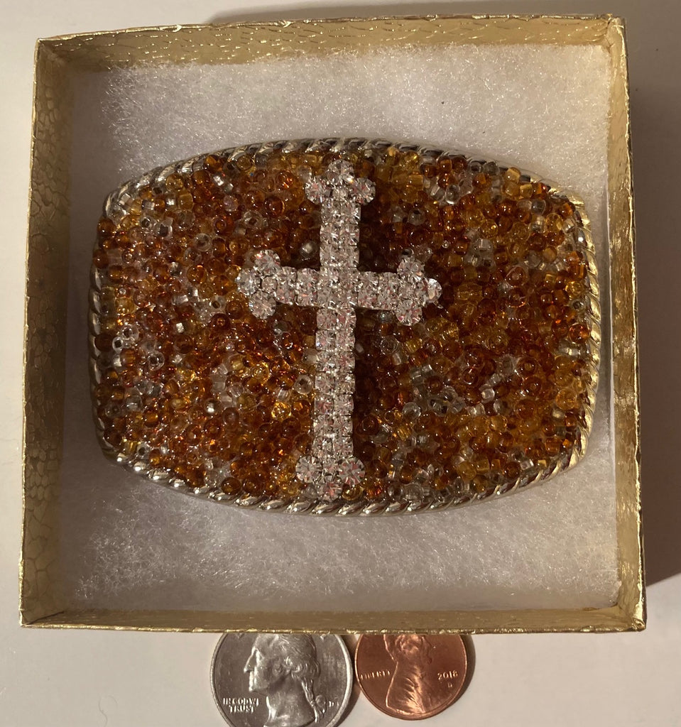 Vintage Metal Belt Buckle, Cross, Crucifix, Gothic, Quality, Nice Western Design, 3 1/4" x 2 1/2", Heavy Duty, Quality, Thick Metal, Made in USA, For Belts, Fashion, Shelf Display, Western Wear, Southwest, Country, Fun, Nice,