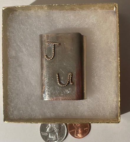 Vintage Metal Lighter Case Holder, J. U., Quality, Cigarettes, Smoking, Cigars, Tobacco, Nice