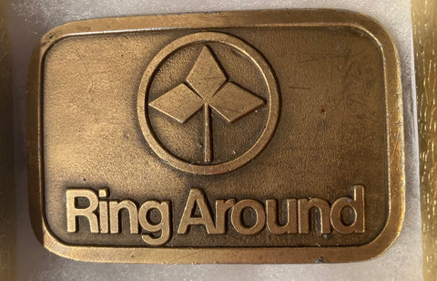 Vintage Metal Belt Buckle, Brass, Ring Around, Nice Western Style Design, 3 1/4" x 2", Heavy Duty, Quality, Made in USA, Thick Metal, For Belts, Fashion, Shelf Display, Western Wear, Southwest, Country, Fun, Nice,