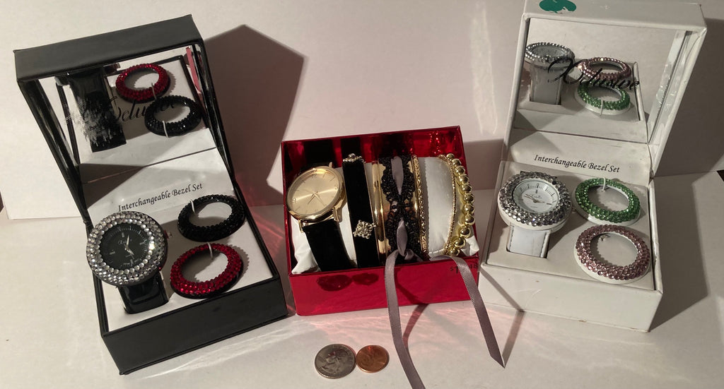 Lot of 3 Vintage Metal Wrist Watches, Ladies, Xclusive, Bezel Set, Time Piece, Clock, Wrist Watch, Fashion, Accessory, Quality, Nice,