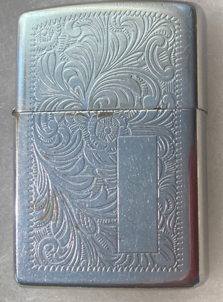 Vintage Metal Zippo, Lighter, Double Sided Etched Design,