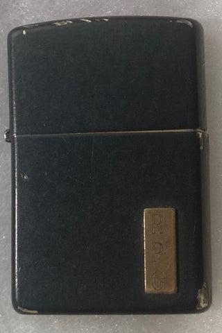 Vintage Metal Zippo, Lighter, Black with Brass Plate, RPG,