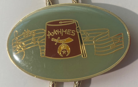 Vintage Metal Bolo Tie, Brass, Aahmes, Masons, Masonic, 2 1/2" x 1 1/2", Nice Western Design, Quality, Heavy Duty, Made in USA, Country & Western, Cowboy, Western Wear, Horse, Apparel, Accessory, Tie, Nice Quality Fashion