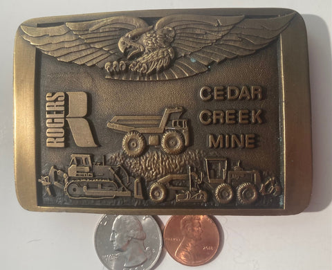 Vintage Metal Belt Buckle, Brass, Ralph Rogers & Company