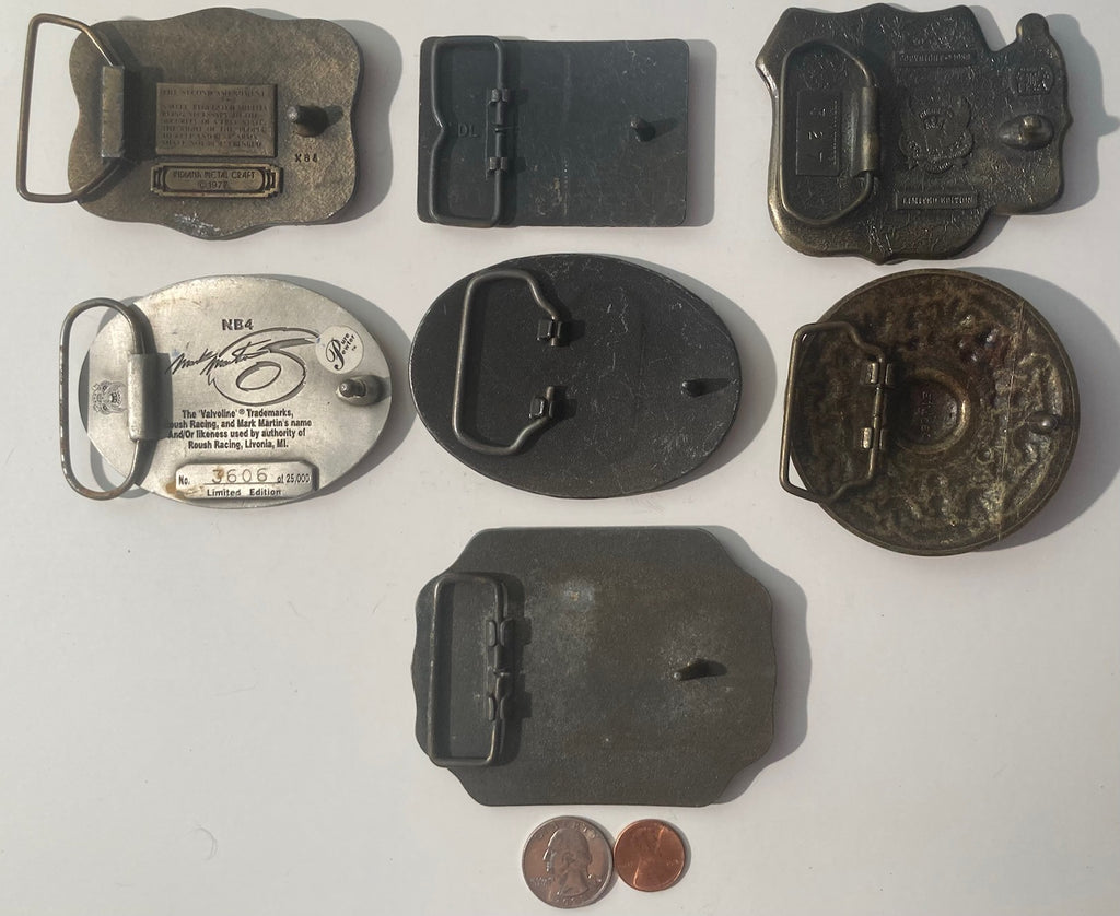 Vintage Lot of 7 Belt Buckles, Cowboys Stay in the Saddle Longer, and More, Country & Western, Art, Resell, For Belts, Fashion, Shelf Display, Nice Belt Buckles, Wholesale,