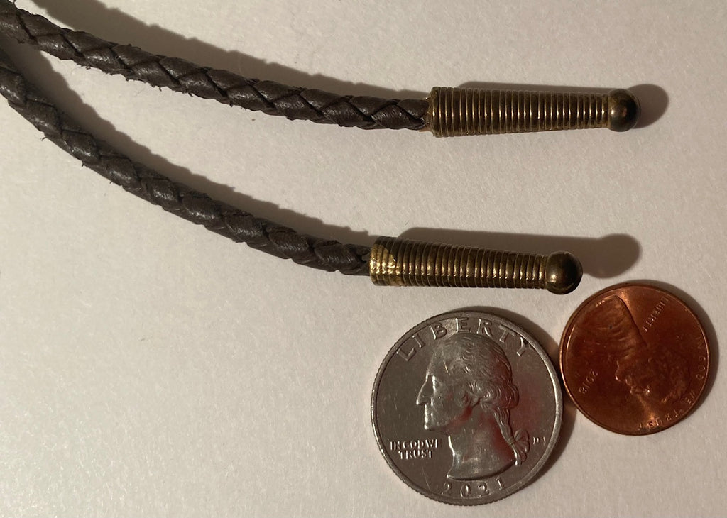 Vintage Metal Bolo Tie, Brass, Nice Brown Swirl Style Stone Design, 2" x 1 1/4", Nice Western Design, Quality, Heavy Duty, Made in USA, Country & Western, Cowboy, Western Wear, Horse, Apparel, Accessory, Tie, Nice Quality Fashion