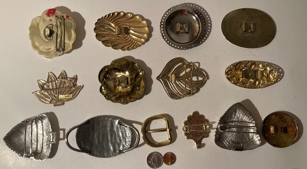 Vintage Lot of 14 Assorted Different Style Belt Buckles, Art Deco, Retro, Country & Western, Western Wear, Made in USA, Resell, For Belts, Fashion, Shelf Display, Nice Belt Buckles, Wholesale