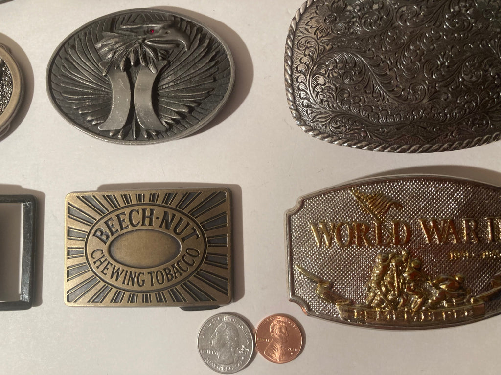 Vintage Lot of 12 Assorted Different Belt Buckles, National Finals Rodeo, Budweiser, Justin, Longhorn, Country & Western, Western Wear, Made in USA, Resell, For Belts, Fashion, Shelf Display, Nice Belt Buckles, Wholesale,