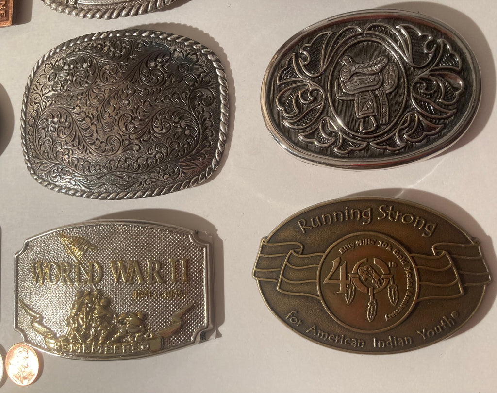 Vintage Lot of 12 Assorted Different Belt Buckles, National Finals Rodeo, Budweiser, Justin, Longhorn, Country & Western, Western Wear, Made in USA, Resell, For Belts, Fashion, Shelf Display, Nice Belt Buckles, Wholesale,