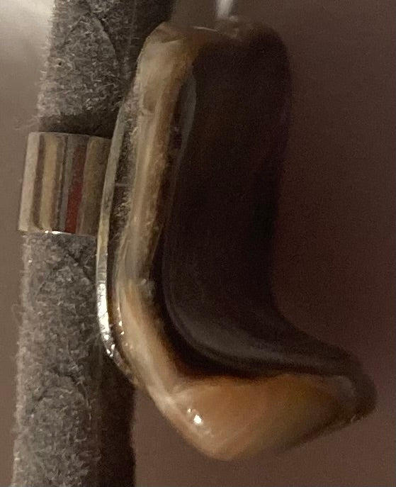 Vintage Metal Bolo Tie, Nice Abalone Curved Style Design, 1" x 3/4", Nice Western Design, Quality, Heavy Duty, Made in USA, Country & Western, Cowboy, Western Wear, Horse, Apparel, Accessory, Tie, Nice Quality Fashion