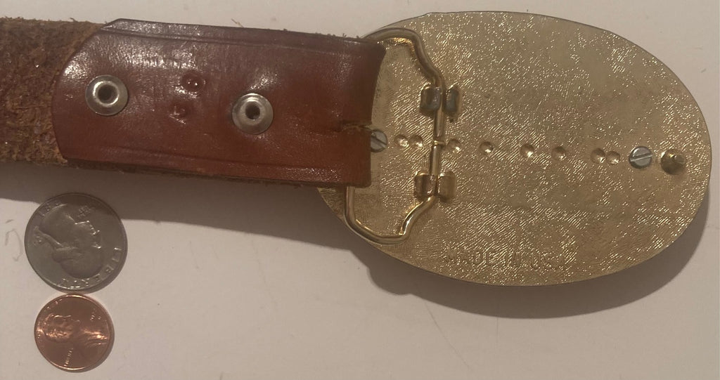 Vintage Leather Belt Buckle, and Belt, Sand Stone Design, Brown Leather, Nice, Unique, Quality, Size 34" to 40", Country and Western, Western Wear, Heavy Duty, Nice, Quality, Unique, Fashion