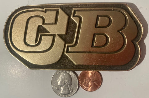 Vintage 1976 Metal Belt Buckle, Brass, CB, Nice Western Style Design, 4 1/2" x 2", Heavy Duty, Quality, Thick Metal, Made in USA, For Belts, Fashion, Shelf Display, Western Wear, Southwest, Country, Fun, Nice