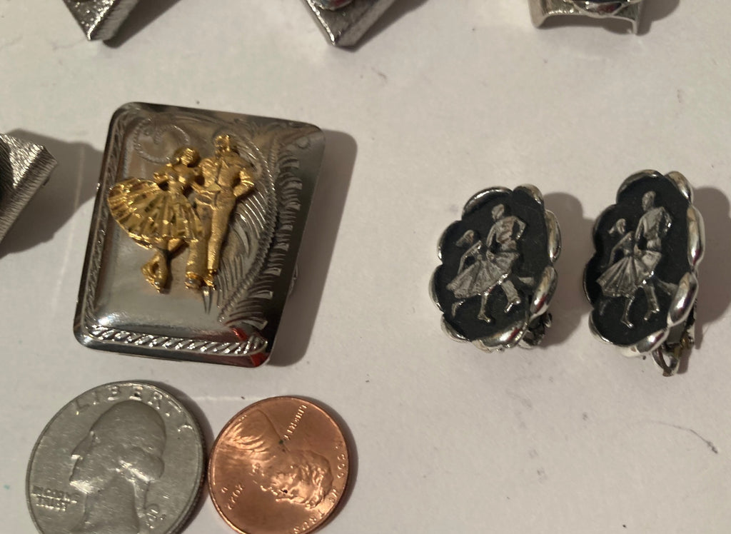 Vintage Lot of 9 Pieces of Silver Western Wear, Square Dancing, Collar Ends, Bolo Tie, Nice Designs, Quality, Heavy Duty, Made in USA, Country & Western, Cowboy, Western Wear, Horse, Apparel, Accessory, Tie, Nice Quality Fashion, Wholesale,