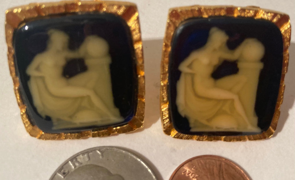 Vintage Set of Cufflinks, Brass, Woman, Sculpture, Quality, Heavy Duty, Made in USA, Country & Western, Cowboy, Western Wear, Apparel, Accessory, Nice Quality Fashion, Wholesale