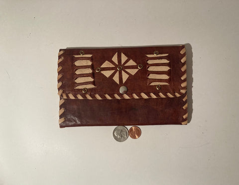 Vintage Leather Case, Pouch, Purse, Hand Bag, Hand Tooled, 7 1/2" x 4 3/4", Very Thick Leather, Quality, Hand Made in USA, Country and Western, Western Wear, Heavy Duty, Nice, Quality, Unique, Fashion,