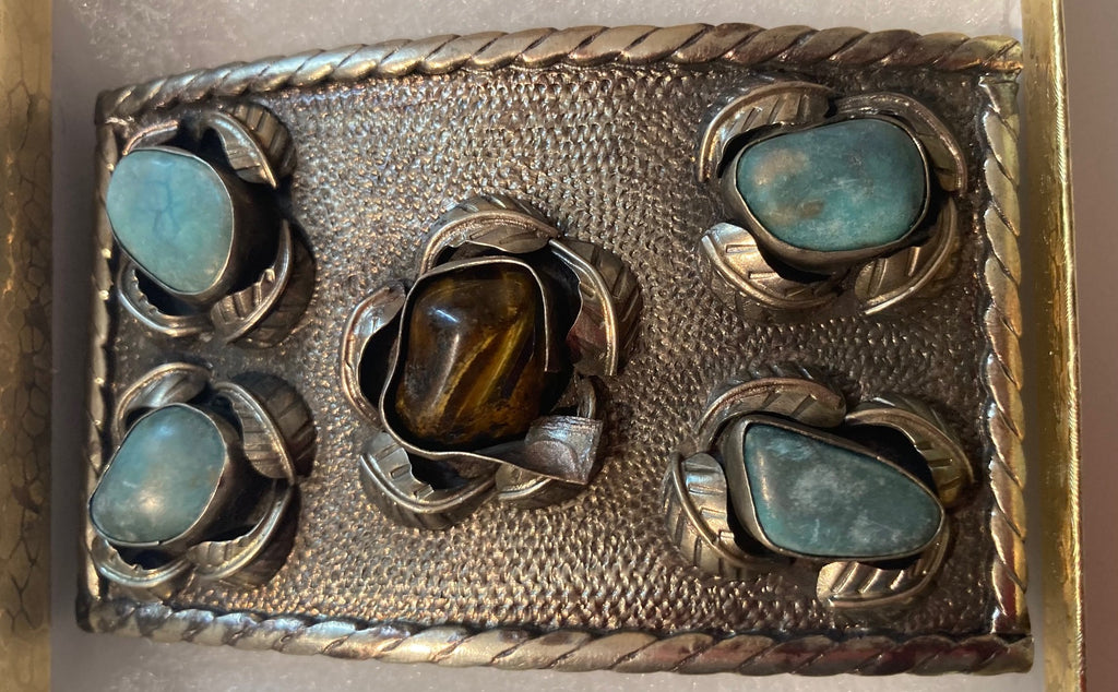 Vintage Metal Belt Buckle, Alpaca Silver and Turquoise Stone Design, , Nice Western Style Design, 3 1/4" x 2", Heavy Duty, Quality, Thick Metal, For Belts, Fashion, Shelf Display, Western Wear, Southwest, Country, Fun,