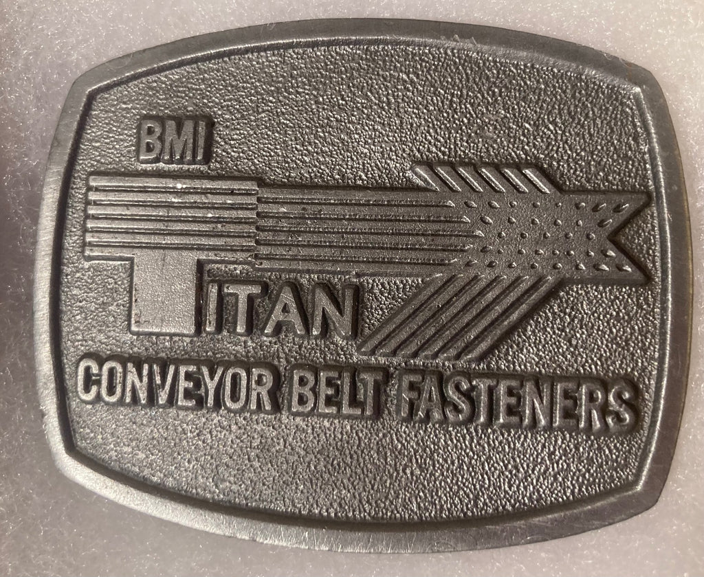 Vintage Metal Belt Buckle, BMI, Titan Conveyor Belt Fasteners, Nice Western Design,  3" x 2 1/2", Quality, Made in USA, Country and Western, Heavy Duty, Fashion, Belts, Shelf Display, Collectible Belt Buckle,