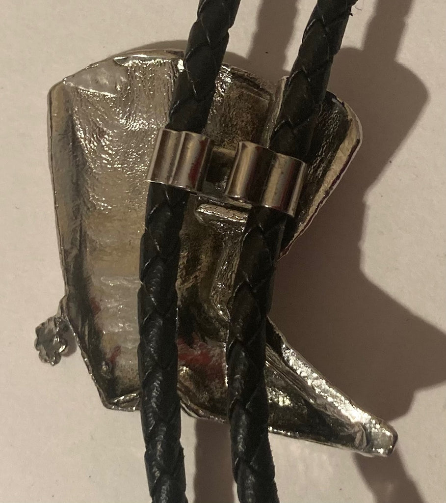 Vintage Metal Bolo Tie, Silver Cowboy Boots, Heavy, Nice Western Design, Quality, Heavy Duty, Made in USA, Country & Western, Cowboy, Western Wear, Horse, Apparel, Accessory, Tie, Nice Quality Fashion