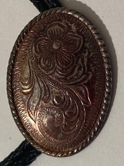 Vintage Metal Bolo Tie, Nice Bronze Tone Color Design, Nice Western Design, Quality, Heavy Duty, Made in USA, Country & Western, Cowboy, Western Wear, Horse, Apparel, Accessory, Tie, Nice Quality Fashion