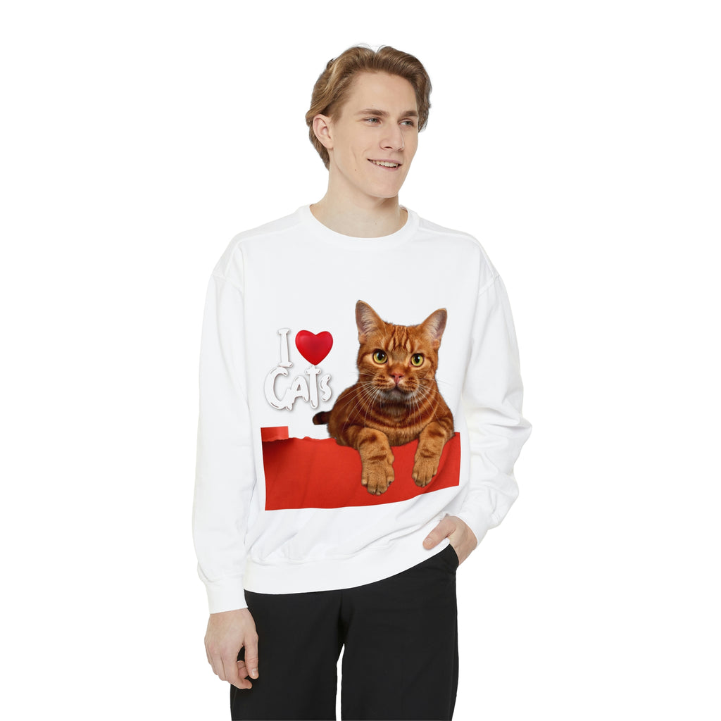 I love Cats POD Cat Unisex Garment-Dyed Sweatshirt