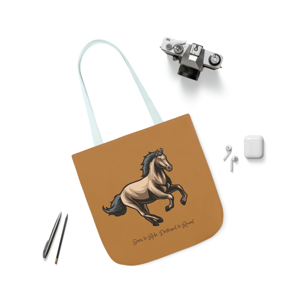 Born to Ride Horse POD Polyester Canvas Tote Bag (AOP)