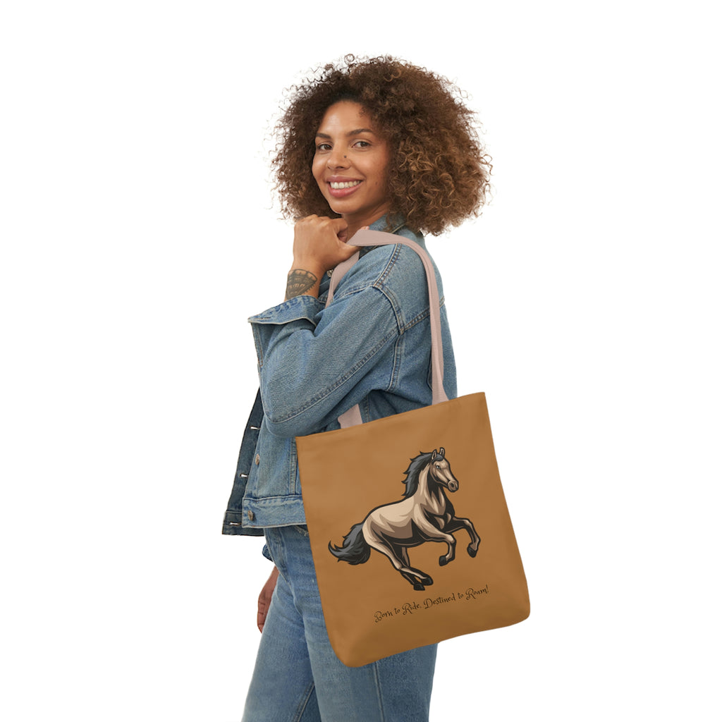 Born to Ride Horse POD Polyester Canvas Tote Bag (AOP)