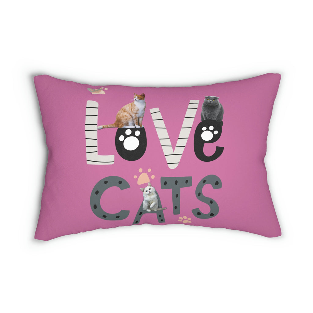 Love Cats POD  Spun Polyester Lumbar Pillow