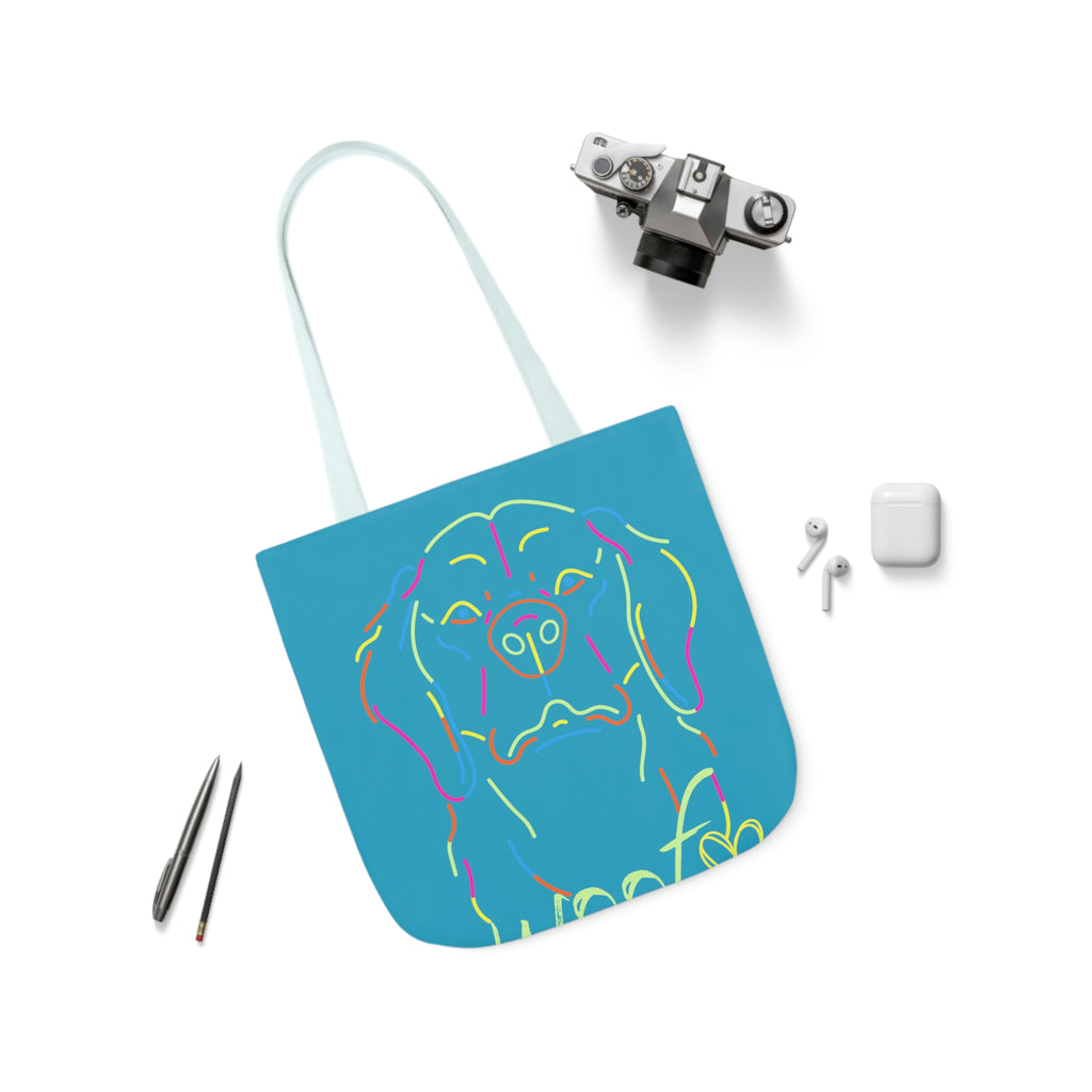 Neon Dog POD Polyester Canvas Tote Bag (AOP)