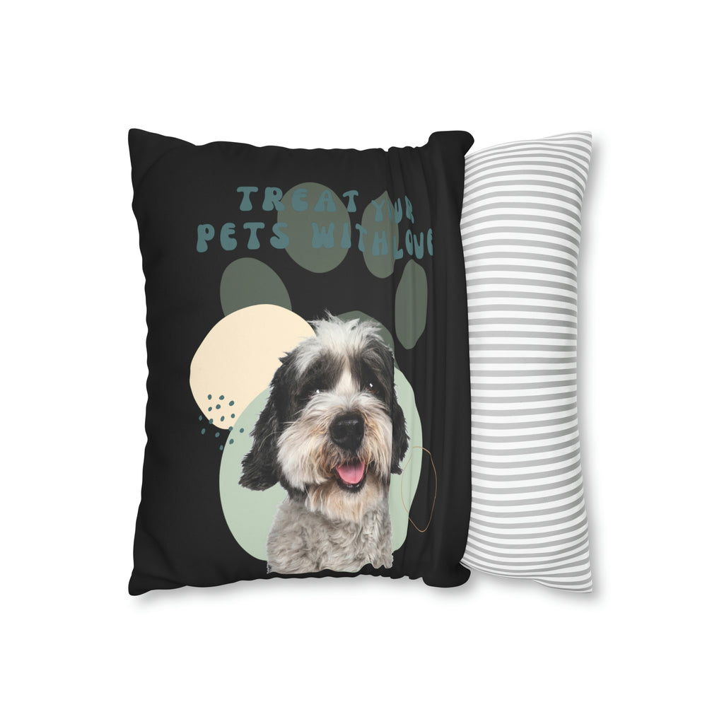 Treat your pets with love Dog POD Faux Suede Square Pillow Case