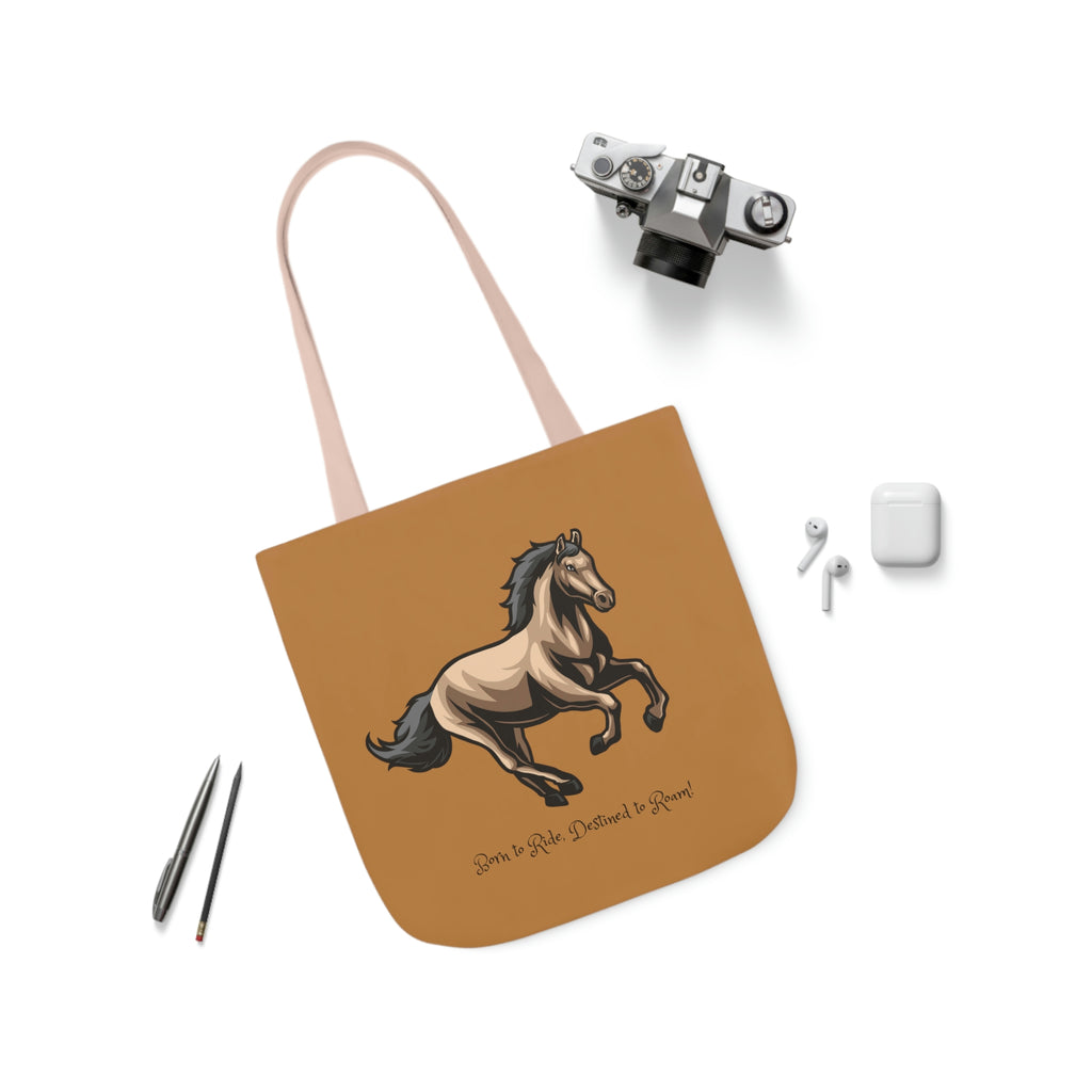 Born to Ride Horse POD Polyester Canvas Tote Bag (AOP)