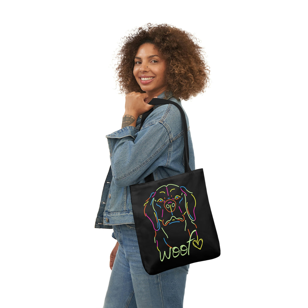 Neon Dog Polyester Canvas Tote Bag POD