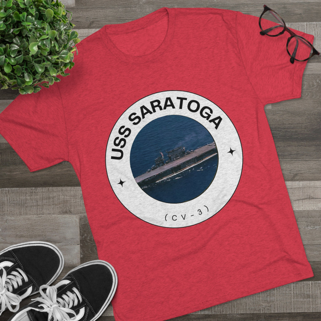 USS Saratoga (CV-3) United States Ships POD Unisex Tri-Blend Crew Tee