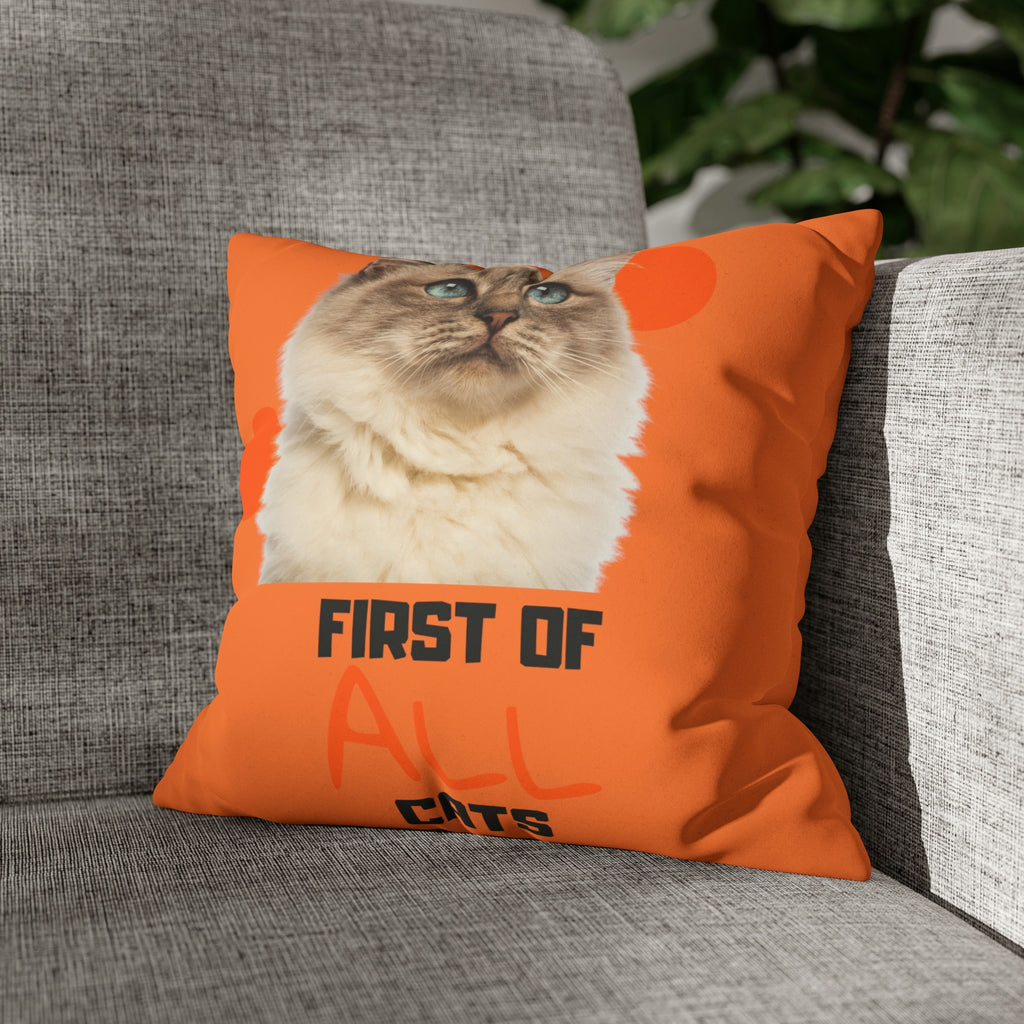 First of All Cat POD Faux Suede Square Pillow Case