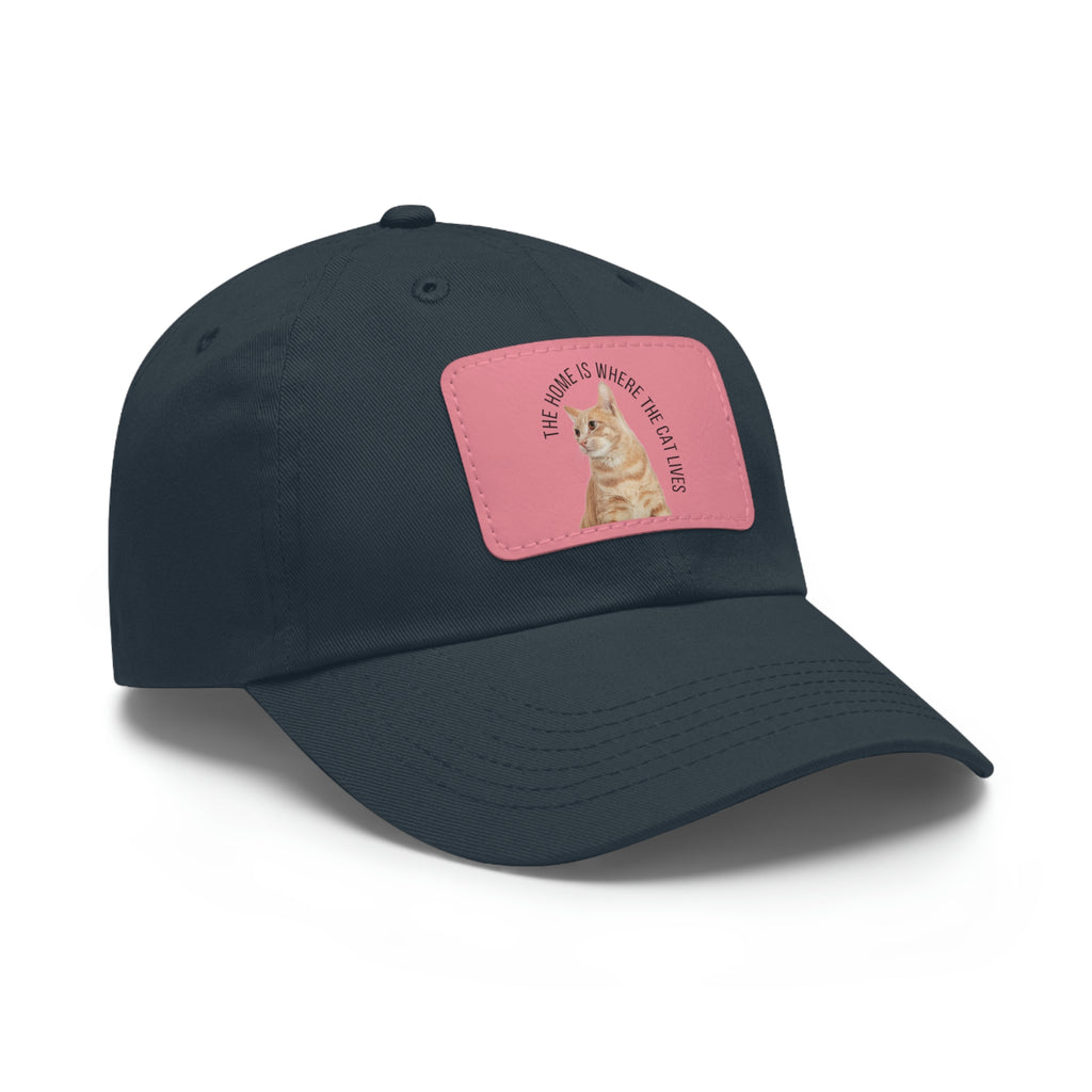 The Home Is Where The Cat Lives POD Dad Hat with Leather Patch (Rectangle)