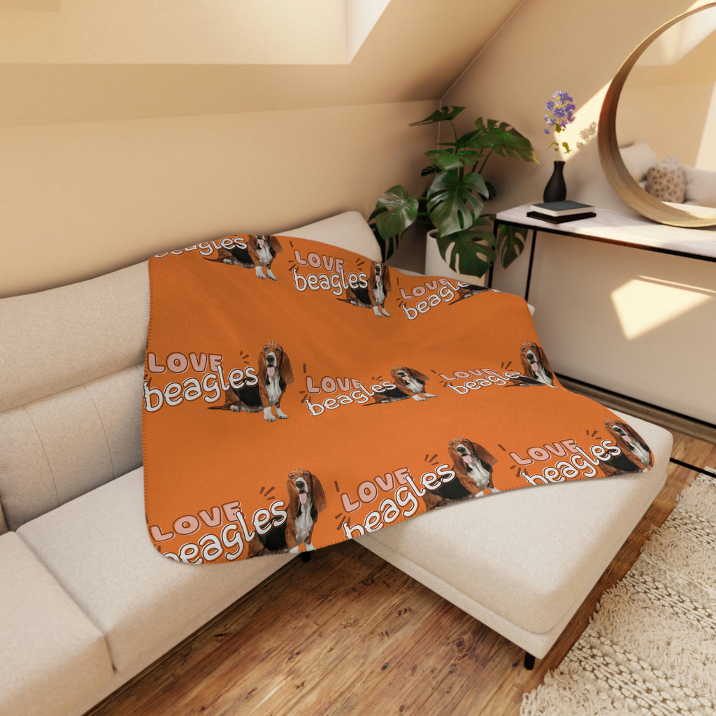 I love Beagles Dog POD Tan Sherpa Blanket