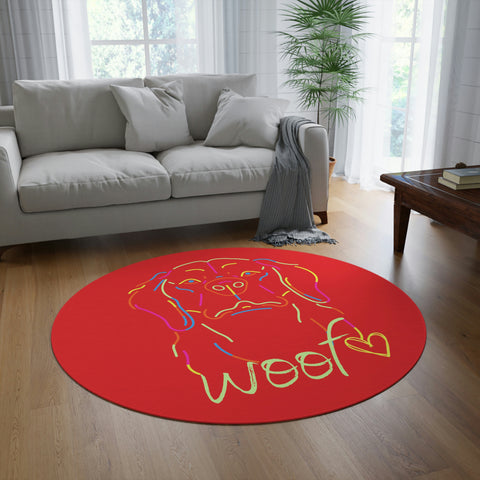 Neon Dog POD Round Rug