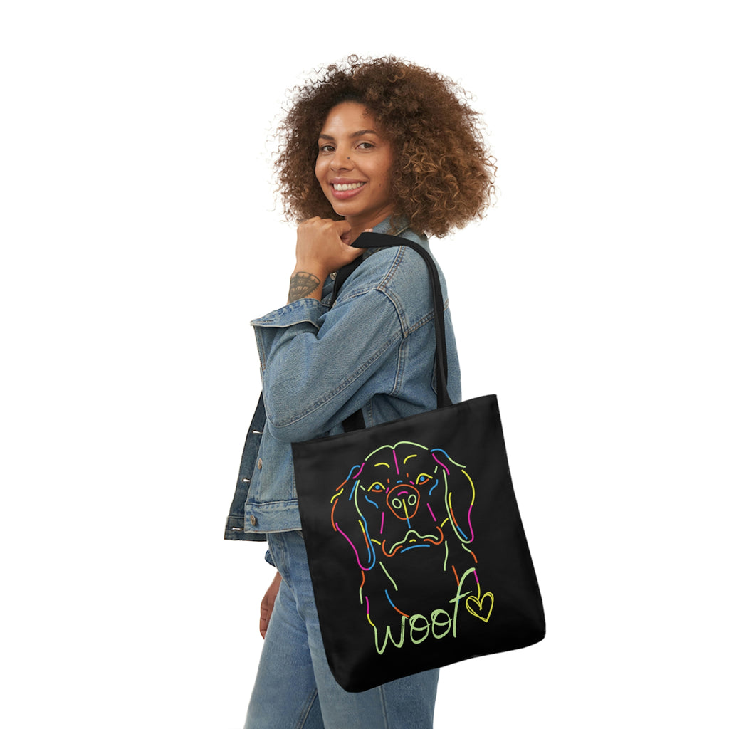 Neon Dog Polyester Canvas Tote Bag POD