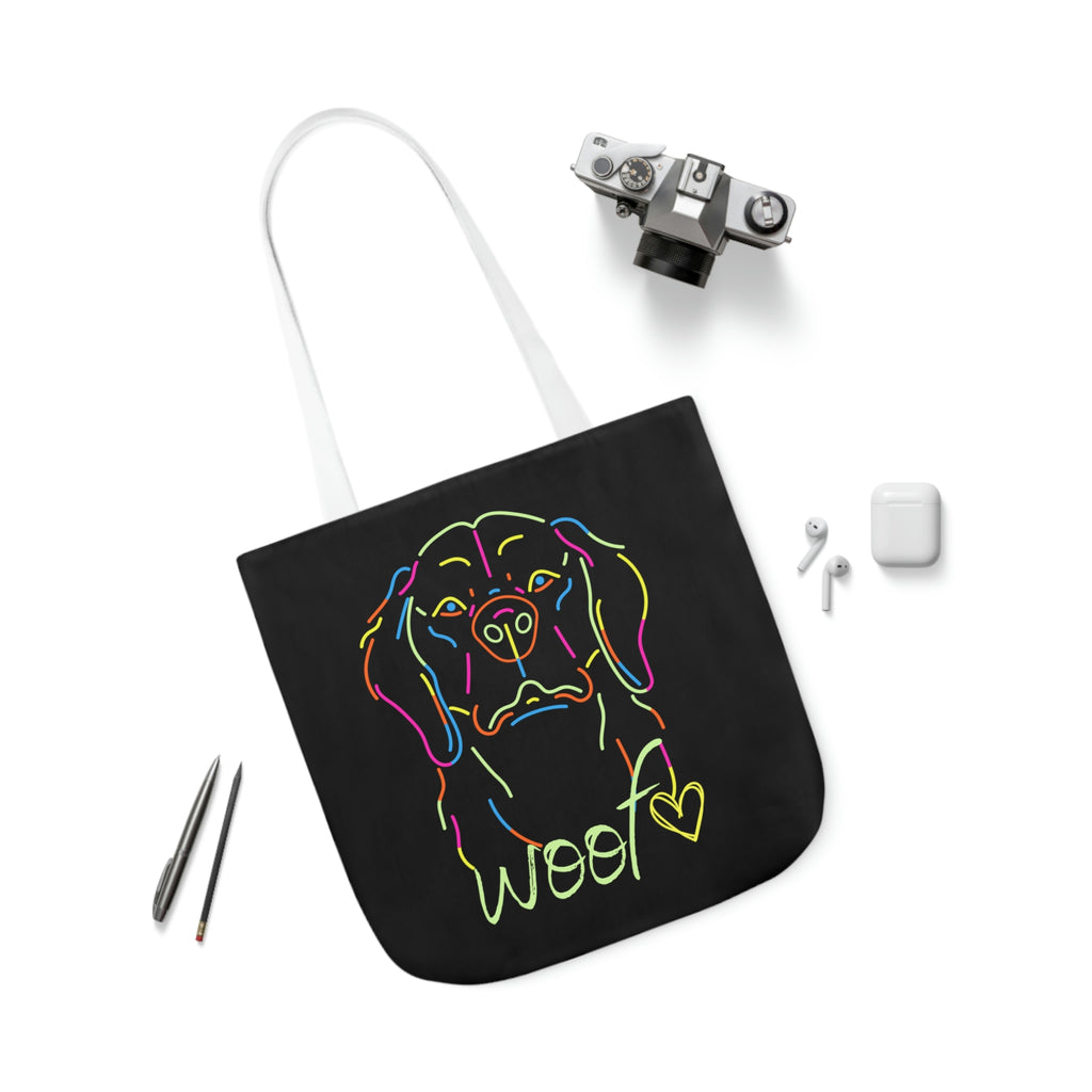 Neon Dog Polyester Canvas Tote Bag POD