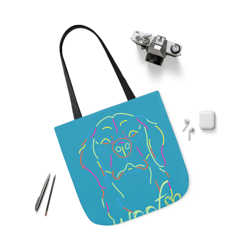 Neon Dog POD Polyester Canvas Tote Bag (AOP)